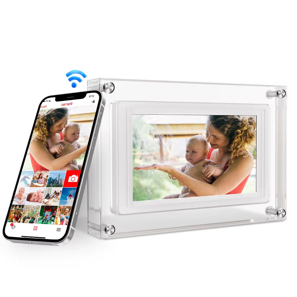 Frameo 5 Inch Wifi Digital Picture Frame 1280 * 720 IPS HD Cloud Smart Digital Photo Frame,32Gb Storage USB Auto Rotation